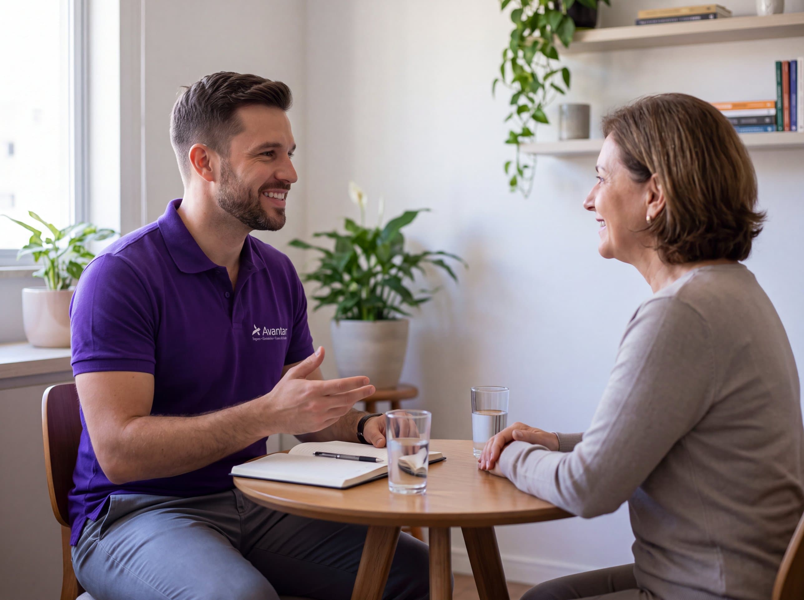 Especialista da Avantar conversando com uma cliente