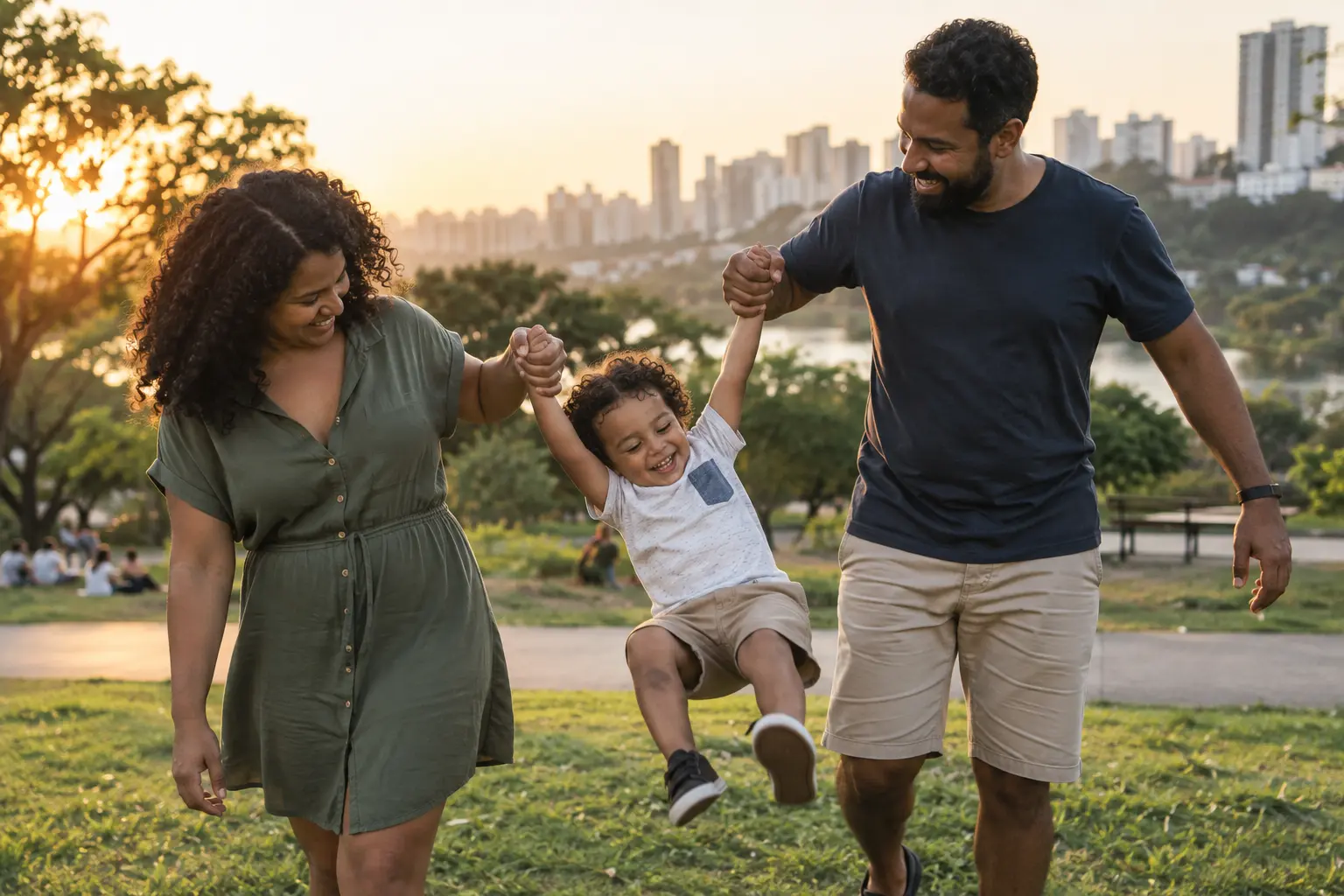 Família reunida em momento do dia a dia.