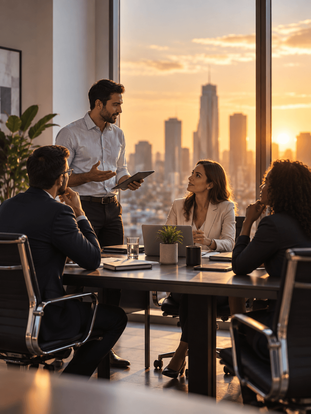Equipe reunida no escritório da empresa