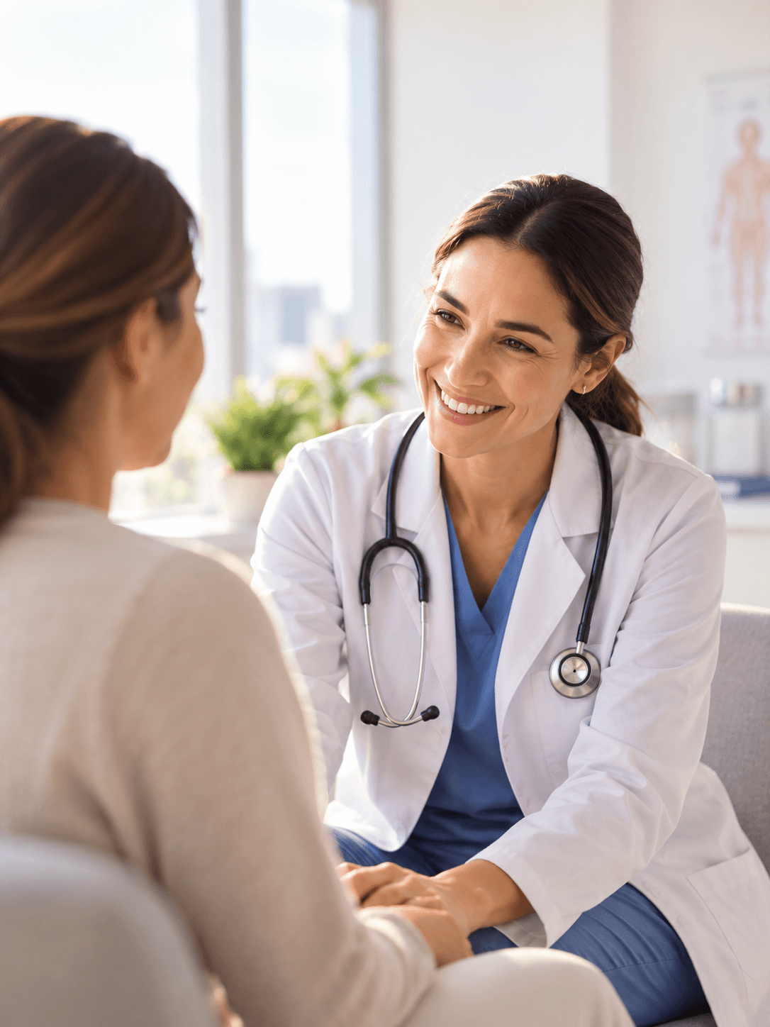 Paciente conversando com a médica em consulta