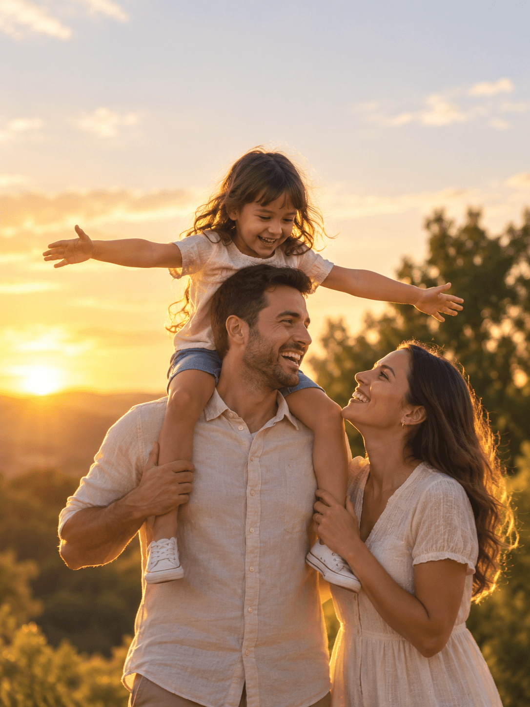Família sorrindo ao ar livre
